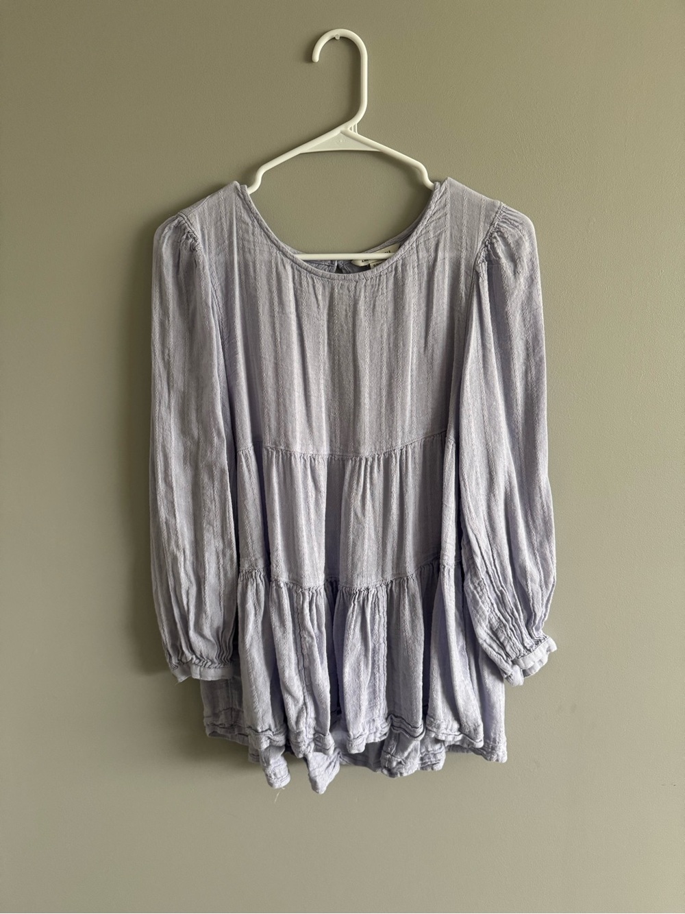 American Eagle Lavender Peasant Blouse - Women's Flowing Long-Sleeve Top